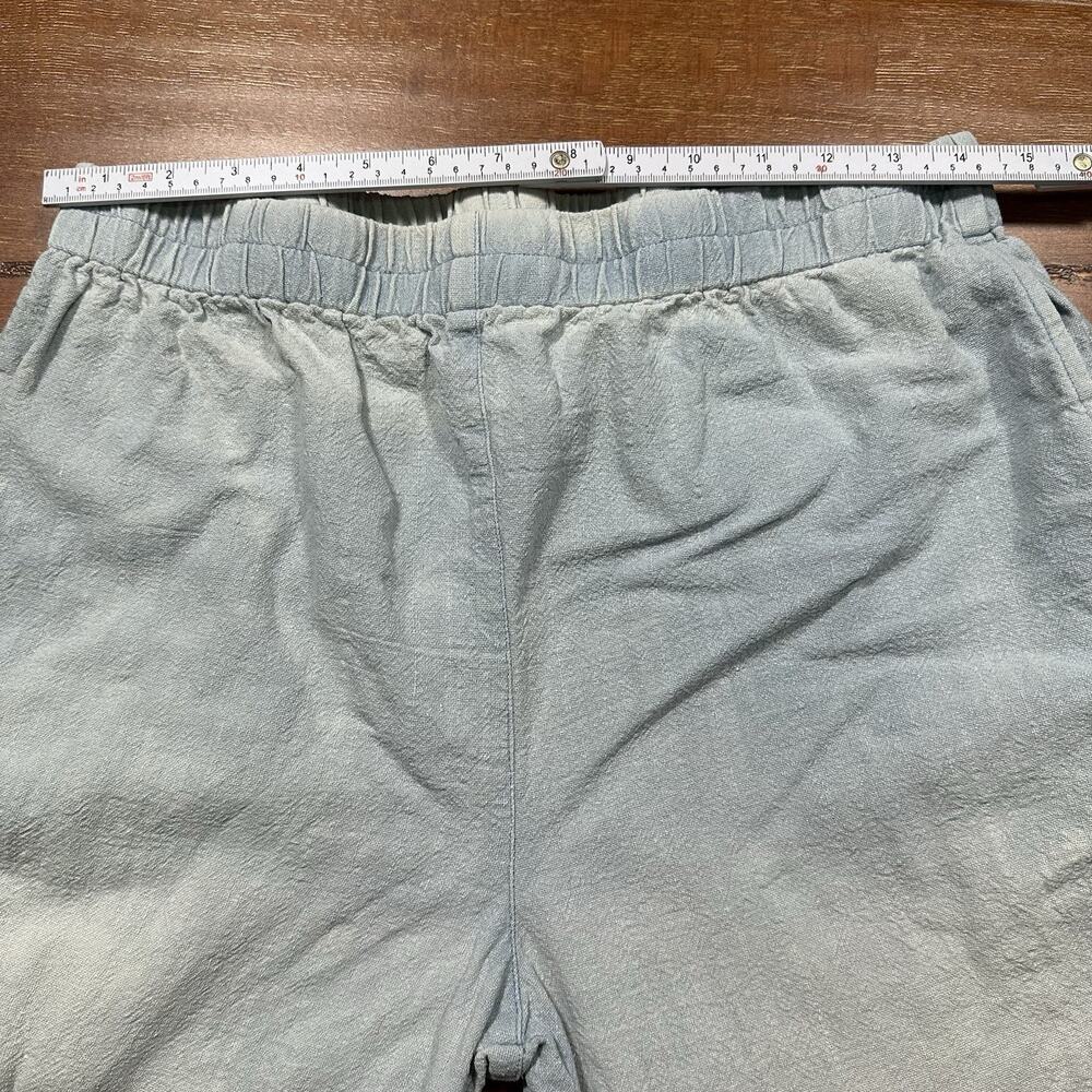 PO-EM Pull On Pants Womens M Blue Light Wash Denim Handwoven Cotton Boro Patch - Picture 6 of 15